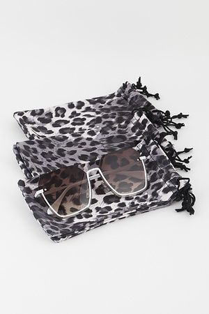 Gray Leopard Sunglasses Pouch Bag