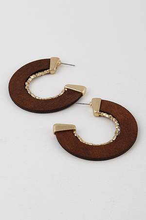 Metal Lined Wooden Hoop Earrings 9EBF10