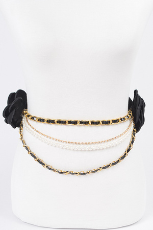 Two Flowers Multi Layered Plus Size Chain Belt