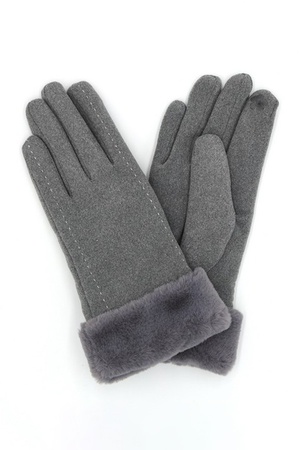 Faux Fur Cuff Smart Touch Gloves