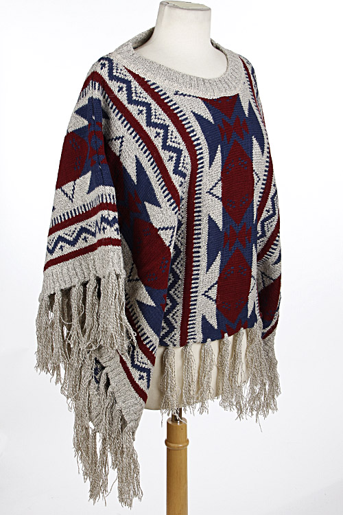 SWP1005 IVORY Indian Styles Patton Poncho 5HBI - Autumn & Winter