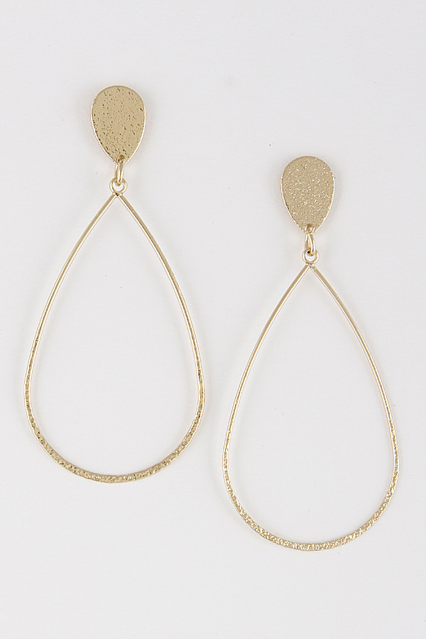 E0607 GOLD Thin Teardrop Daily Earrings 8ICD4 - Dangle Earrings