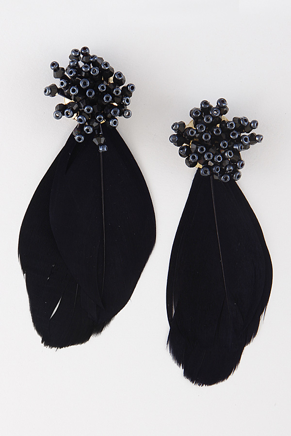 Ee40077 Gold Black Feather Earrings 8eab5