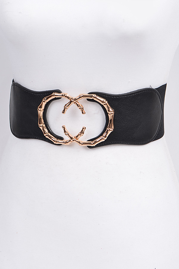 HB8042 BLACK Double C Belt - Plus Size Belt