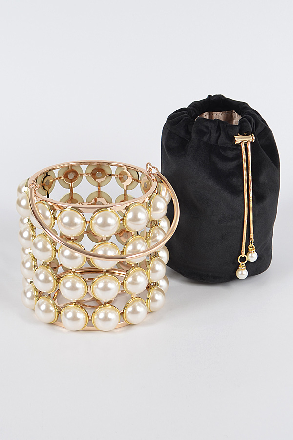 black clutch with pearls