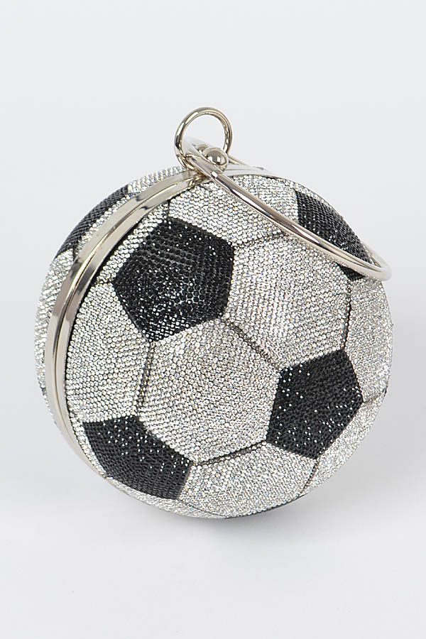 HPC3364 SILVER Rhinestone Soccer Ball Clutch - Clutch & Wallet