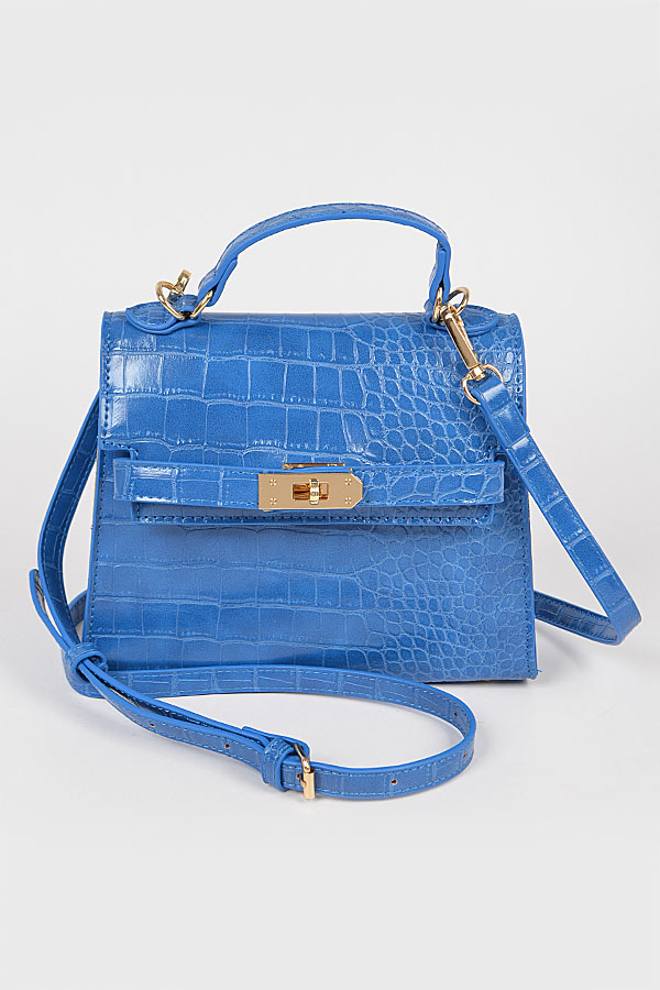 Croc Top Handle Crossbody Cobalt