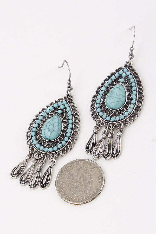 KE0358 TURQUOISE MULTI Western Style Earrings 8IBB10 - Dangle Earrings