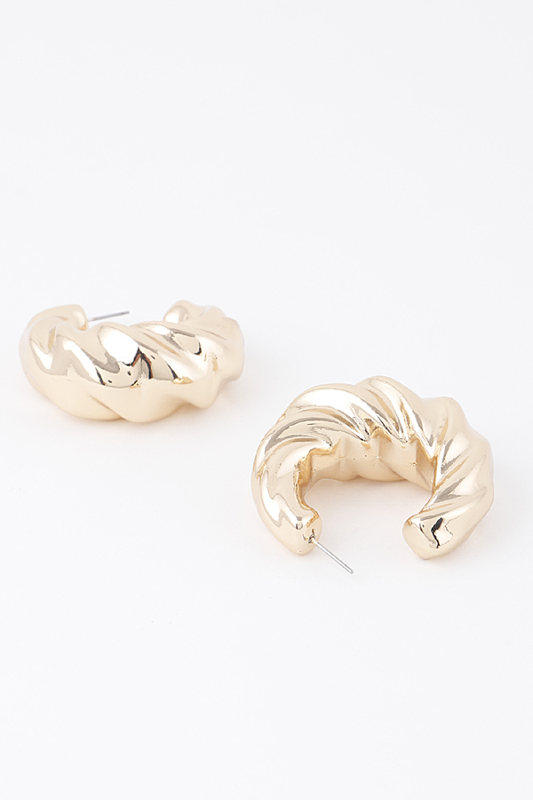 KE4204 GOLD Bulky Twist Hoop Earrings