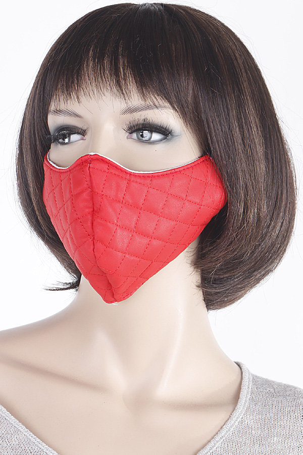 red leather face mask