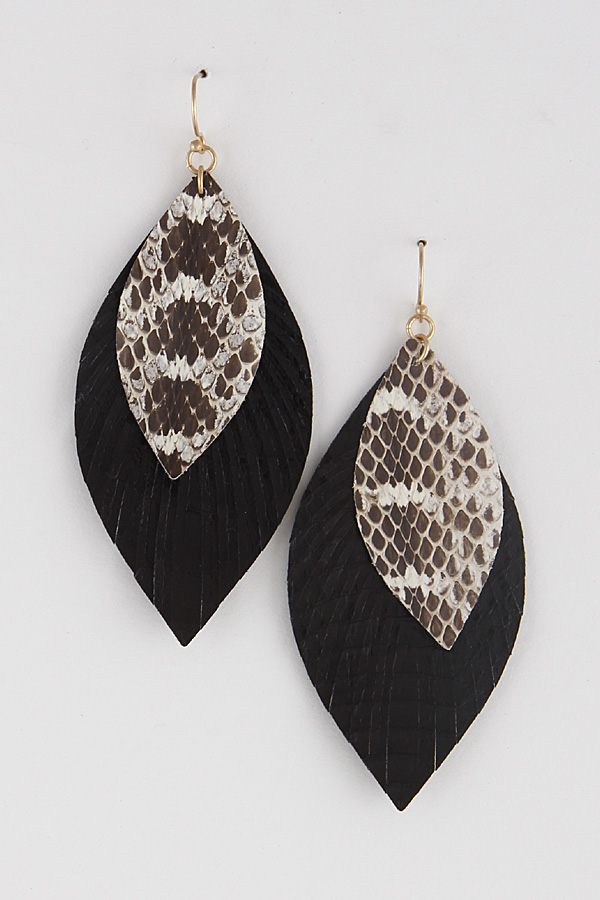 snakeskin leather earrings