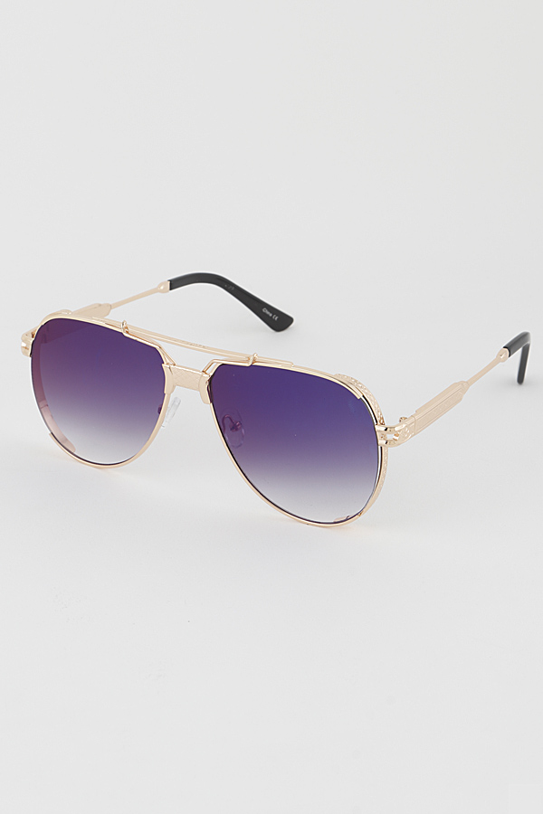 Nv8965 Multicolor Tinted Gold Rim Aviator Sunglasses 