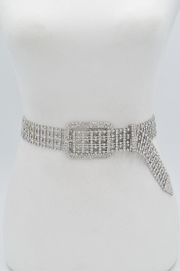 PB7836 GOLD Rhinestone Rectangle Belt - Rhinestone Belts