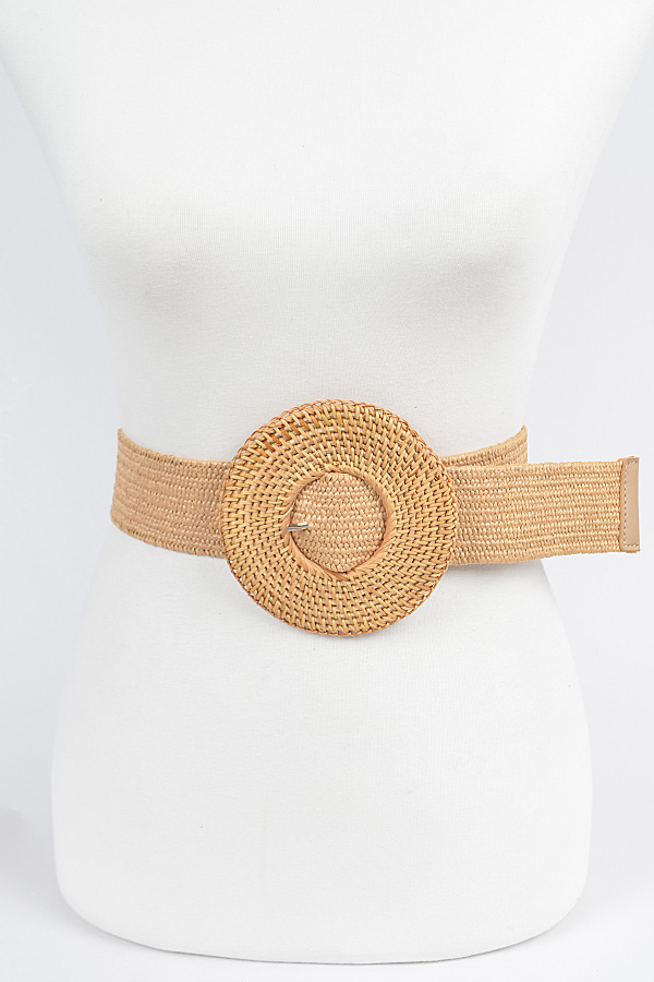 PB7913 BLACK BEIGE Oversize Weaved Bamboo Buckle Elatic Belt. - Fashion ...