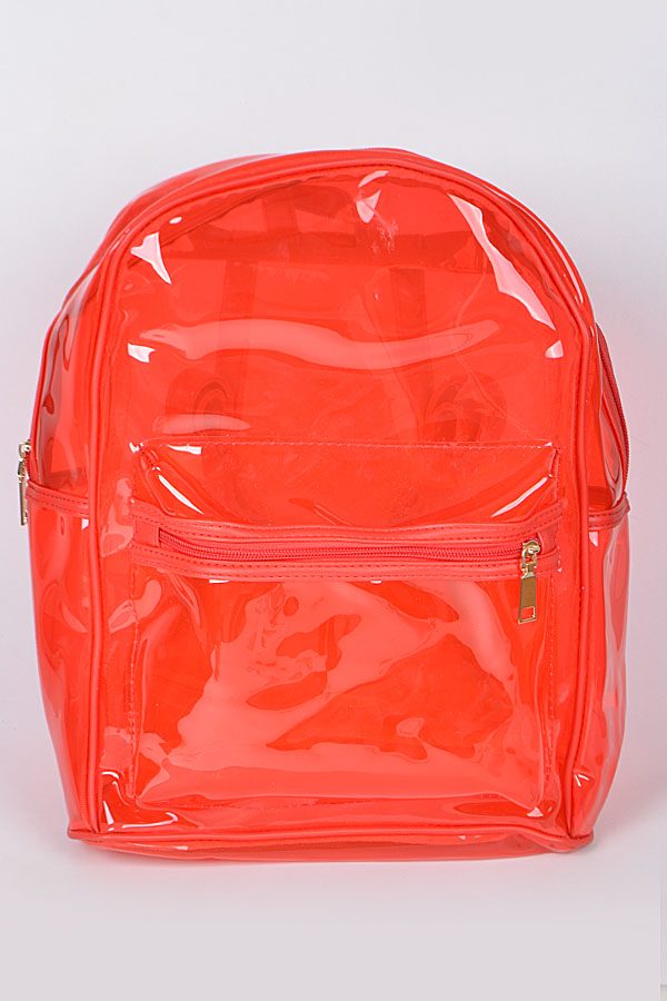 Red clear backpack sale