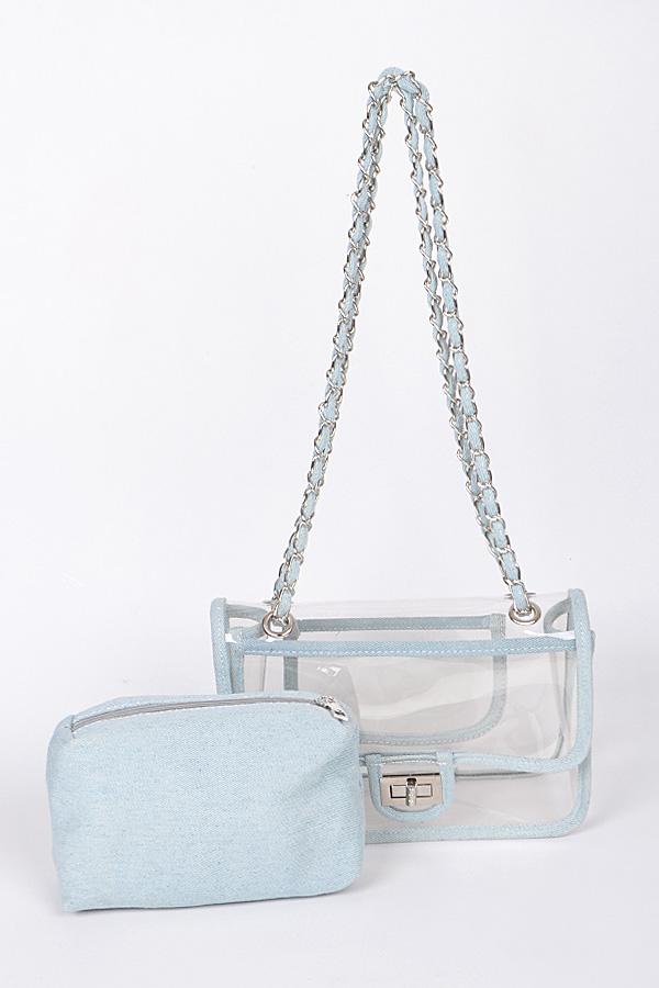 blue clear purse