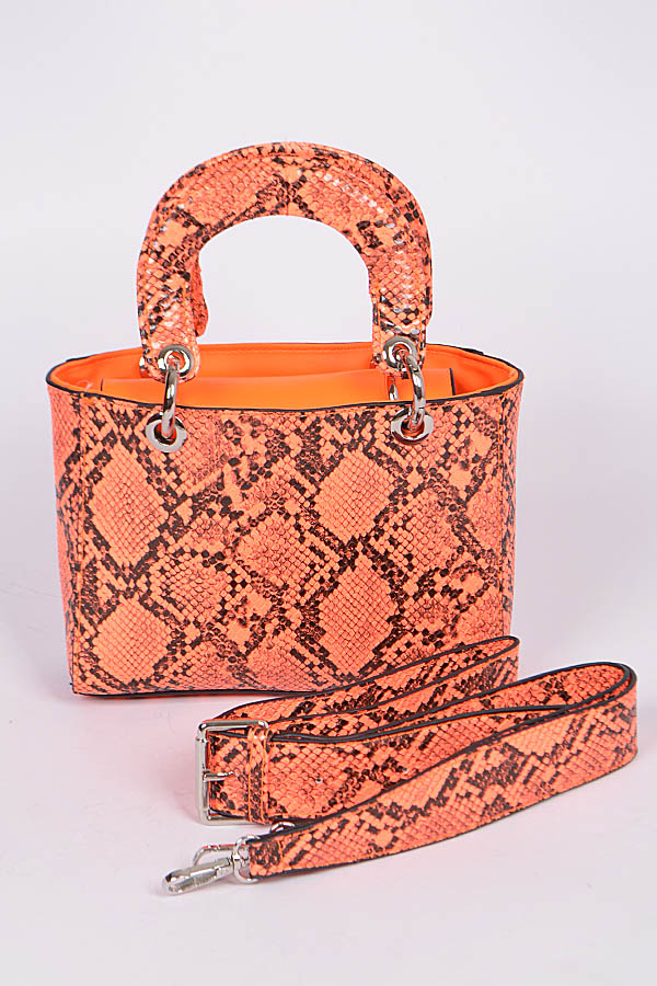 orange snakeskin bag