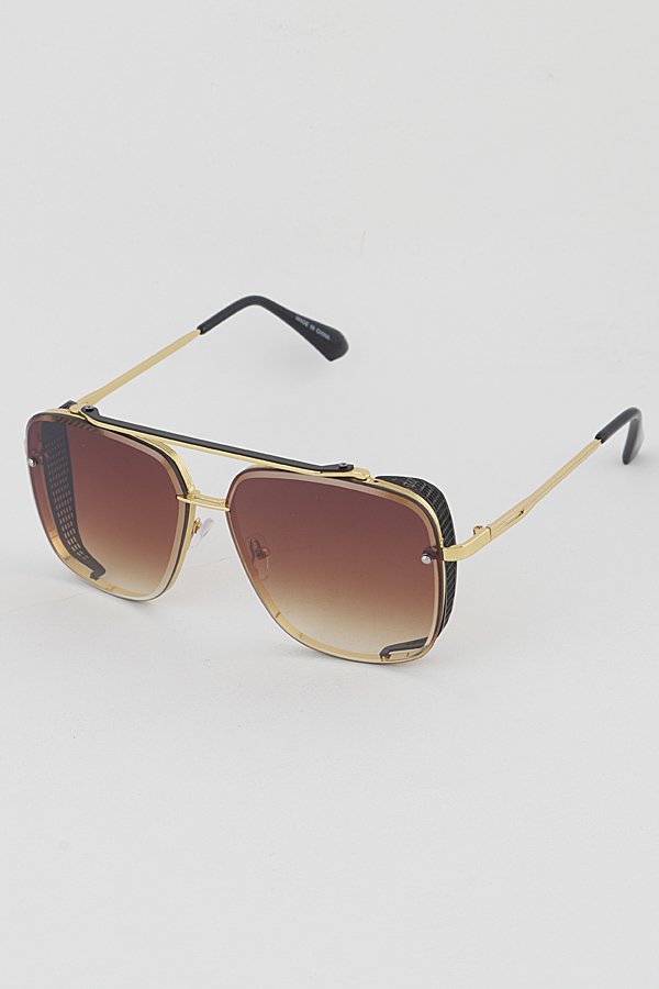 Sa443 Mix Color Gold Rim Rectangle Aviator Fashion Sunglasses 