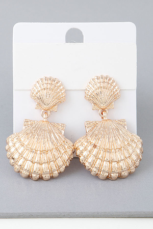 Double Clamshell Drop Earrings