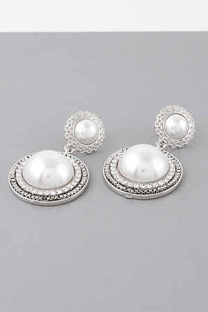 Double Framed Pearl Drop Earrings