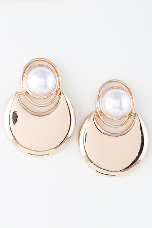 Modern Pearl Crescent Drop Earrings