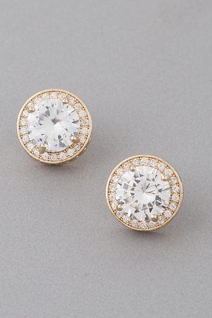 Jewel Lined Rhinestone Stud Earrings