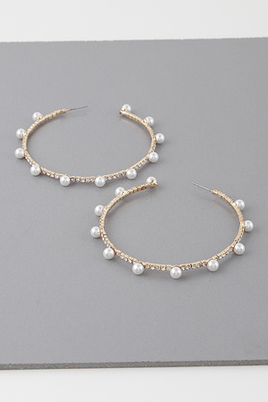 Large Jewel N Pearl Hoop Earrings