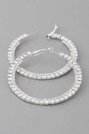 Simple Jewel Lined Hoop Earrings