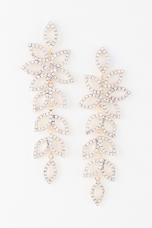 Bejeweled Flower Petal Drop Earrings