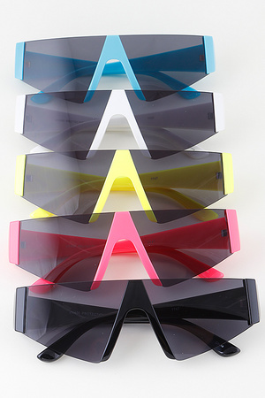 Bright Geometric Shield Sunglasses