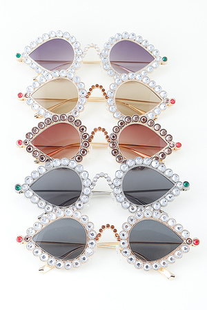 Crystal Rhinestone Teardrop Sunglasses