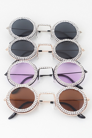 Double Bejeweled Round Sunglasses