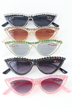 Multi Bedazzled Cateye Sunglasses