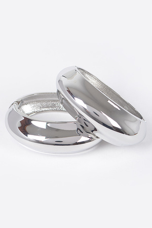 Two Pieces Set Wide Metal Bangle