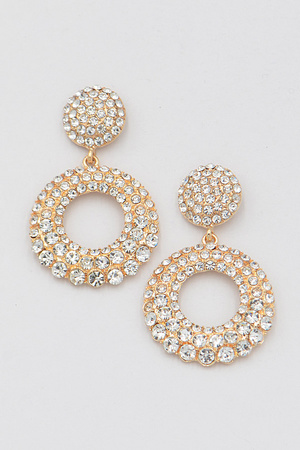 Rhinestone Round Drop Earring.