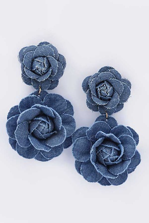 Denim Flower Earring