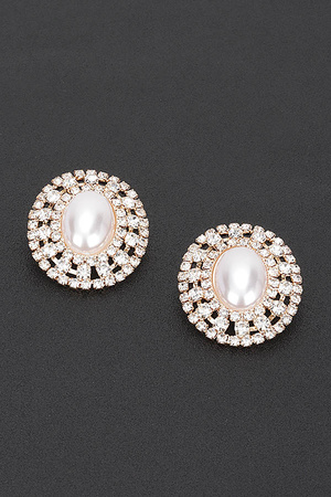 Faux Pearl Rhinestone Earring