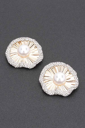 Rhinestone Faux Pearl Metal Earring