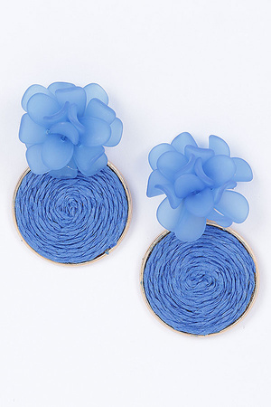 Faux Straw Fabric Flower Earring