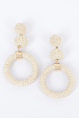 Round Faux Straw Earring