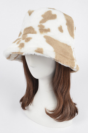 Cow Print Fur Bucket Hat