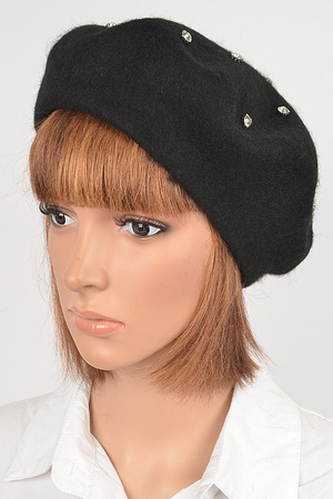 Stone Studded Beret Hat