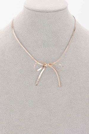 Metal Snake Chain Ribbon Necklace