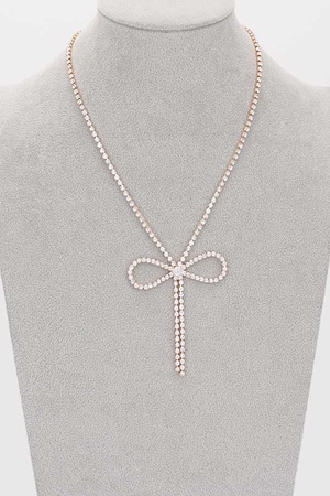 Rhinestone Ribbon Necklace