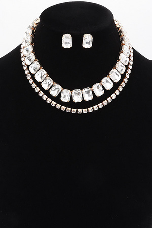 Rhinestone Necklace Earring set