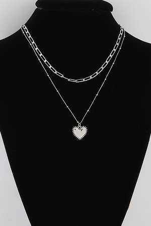 Double Layered Heart Pendant Necklace