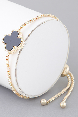 Stone Clover Box Chain Bracelet