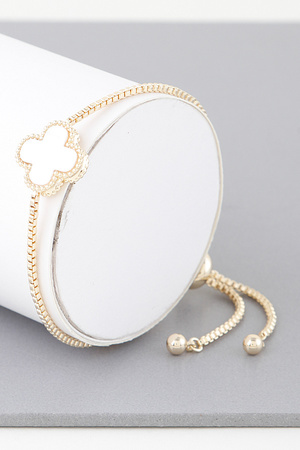 Stone Clover Box Chain Bracelet