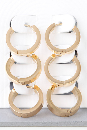 Triple Modern Hoop Earrings