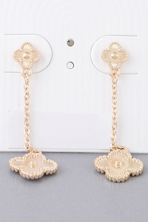 Clover Link Chain Drop Earrings